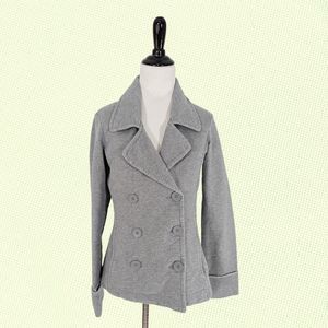 NORMA KAMALI‎ WOMEN'S DOUBLE BREASTED GRAY COTTON BLEND PEACOAT S